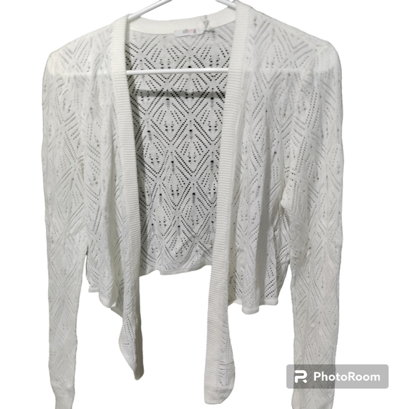 Knit Cardigan cropped, White Size Large - Picture 1 of 12